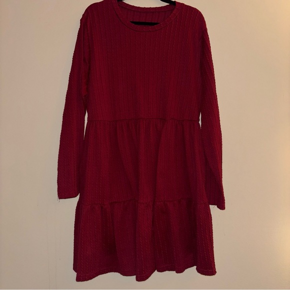 Aislinn Clothing Women’s Burgundy Textured A-Line Long-sleeve Dress Size 3X - Picture 1 of 7